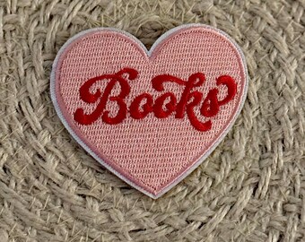 Trucker hat patches, books, heart, embroidery patch, iron on, sew on, patches for bag, patches for clothes