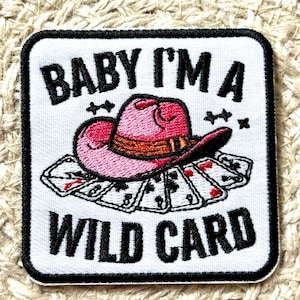 Baby Ich bin ein Wild Card Patch, Trucker Mütze Aufnäher, Bügelbild, Bügelbild, aufbügelbar, aufgenäht, für Tasche, Aufnäher für Kleidung