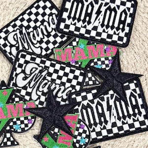 ママ風トラッカーハットパッチ、レトロパッチ、ママパッチ、刺繍パッチ、アイロン接着、縫い付け、バッグ用パッチ、洋服用パッチ