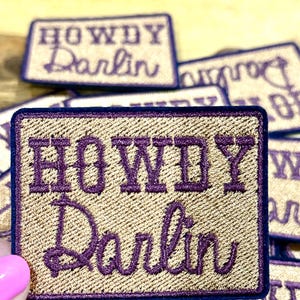 howdy trucker hat patches, howdy darlin, embroidery patch, iron on, sew on, patches for bag, patches for clothes
