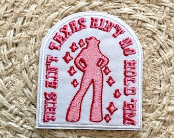 trucker hat patches, this ain’t Texas, embroidery patch, iron on, sew on, patches for bag, patches for clothes
