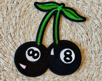 Cherry trucker hat patches, cherry 8 ball, embroidery patch, iron on, sew on, patches for bag, patches for clothes, filler patches