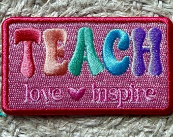 trucker hat patches, teach, teacher, STICK ON, patches for bag, patches for clothes