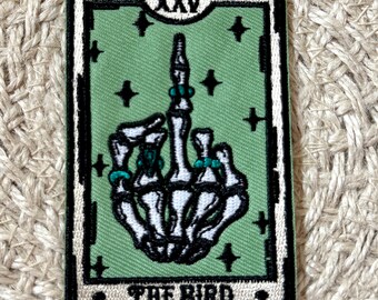 Trucker hat patches, the bird card, sarcasm, embroidery patch, iron on, sew on, patches for bag, patches for clothes