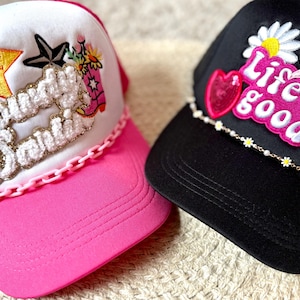 Trucker Hats, Trucker Hut mit Hutkette, Embroidery Patch, Sommerspaß, Trucker Hut gepatcht