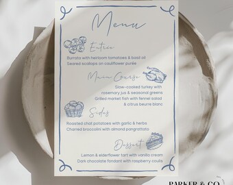 Editable Menu | Hand Drawn Food Design | Canva Template (Digital Download)