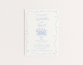 Whimsical Wedding Invitation Template | Hand Drawn Floral Design | Editable Canva Template (Digital Download)
