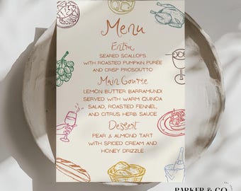 Editable Thanksgiving Menu | Food & Wine Design | Canva Template (Digital Download)