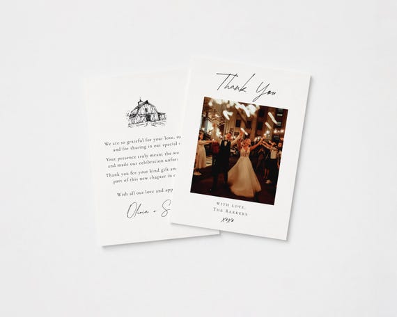 Rustic Barn Wedding Thank You Photo Card Template | Editable Canva Design (Digital Download)