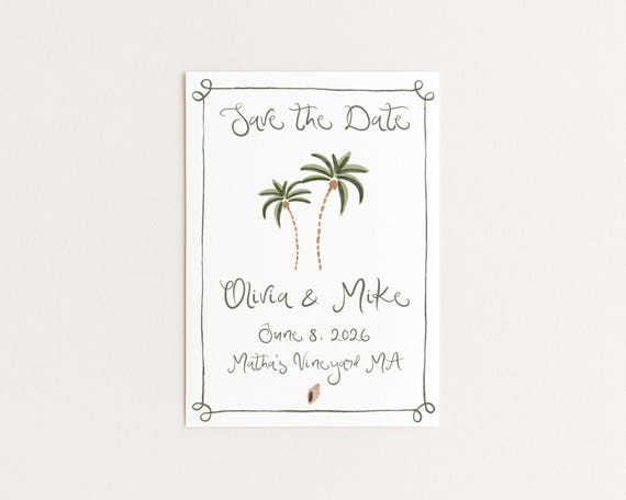 Editable Save the Date | Hand Drawn Whimsical Coastal Design | Canva Template (Digital Download)