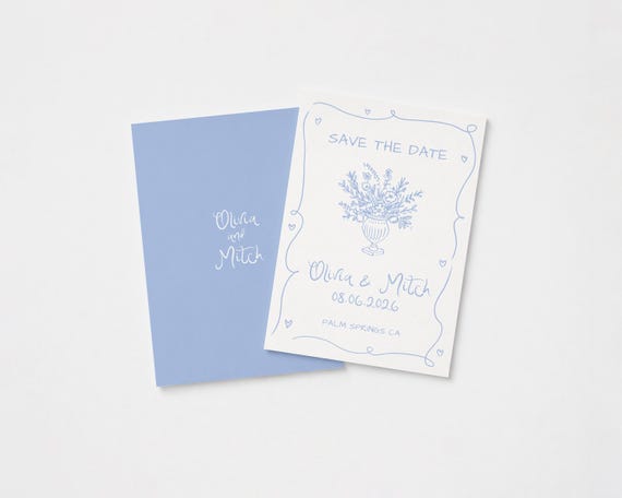 Whimsical Wedding Save the Date | Hand Drawn Floral Design | Editable Canva Template (Digital Download)