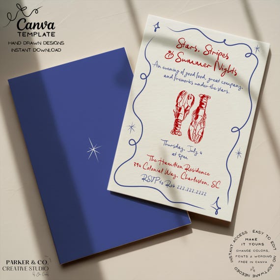 Editable July Fourth Invitation | Patriotic Design | Canva Template (Digital Download)