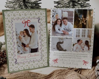 Editable Holiday Photo Card | Festive Design | Two Back Layout Options | Canva Template (Digital Download)