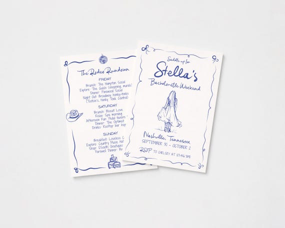 Editable Nashville Bachelorette Invitation | Includes Weekend Itinerary Details Card | Canva Template (Digital Download)