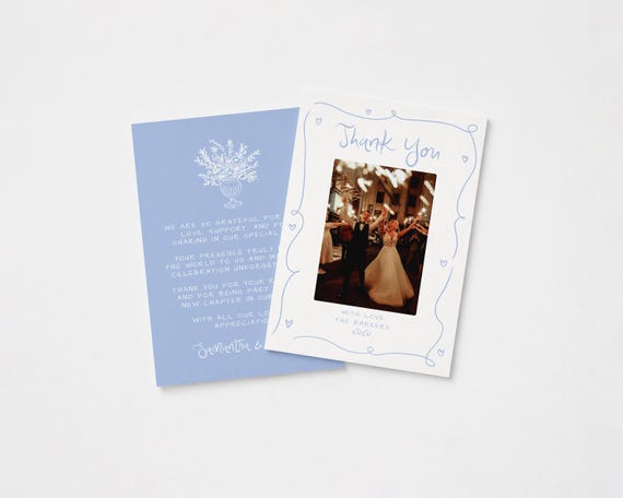 Whimsical Floral Wedding Thank You Photo Card Template | Editable Canva Design (Digital Download)
