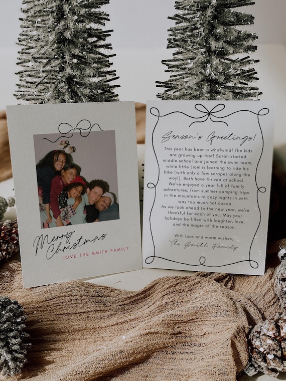 Editable Holiday Photo Card | Hand Drawn Minimalist Christmas Design | Canva Template (Digital Download)