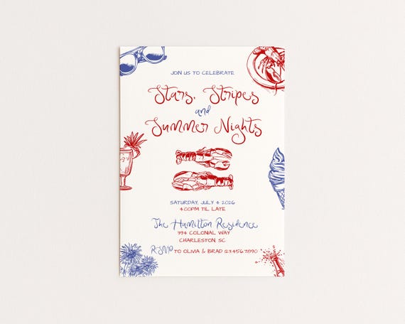 Editable July Fourth Invitation | Patriotic Design | Canva Template (Digital Download)