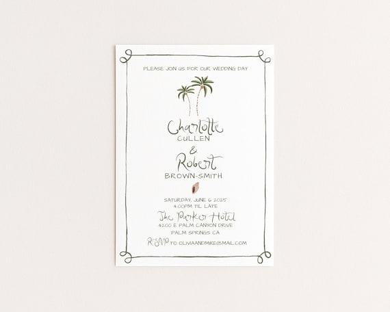 Whimsical Wedding Invitation Template | Hand Drawn Coastal Design | Editable Canva Template (Digital Download)