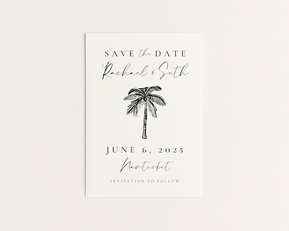 Editable Save the Date | Hand Drawn Coastal Beach Design | Canva Template (Digital Download)