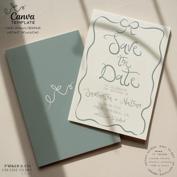 Editable Save the Date | Hand Drawn Whimsical Minimalist Design | Canva Template (Digital Download)