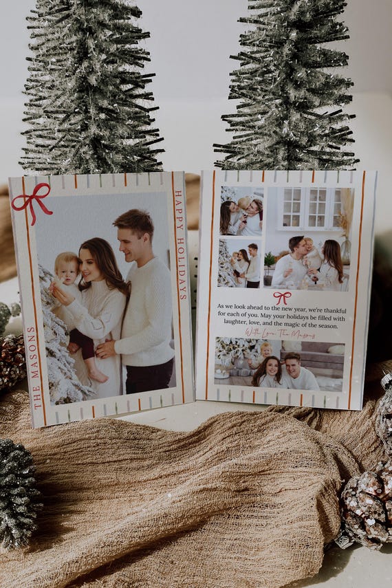 Editable Holiday Photo Card | Festive Design | Two Back Layout Options | Canva Template (Digital Download)