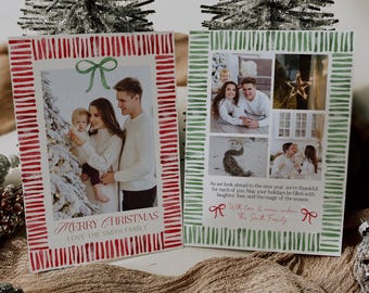 Editable Holiday Photo Card | Festive Design | Two Back Layout Options | Canva Template (Digital Download)