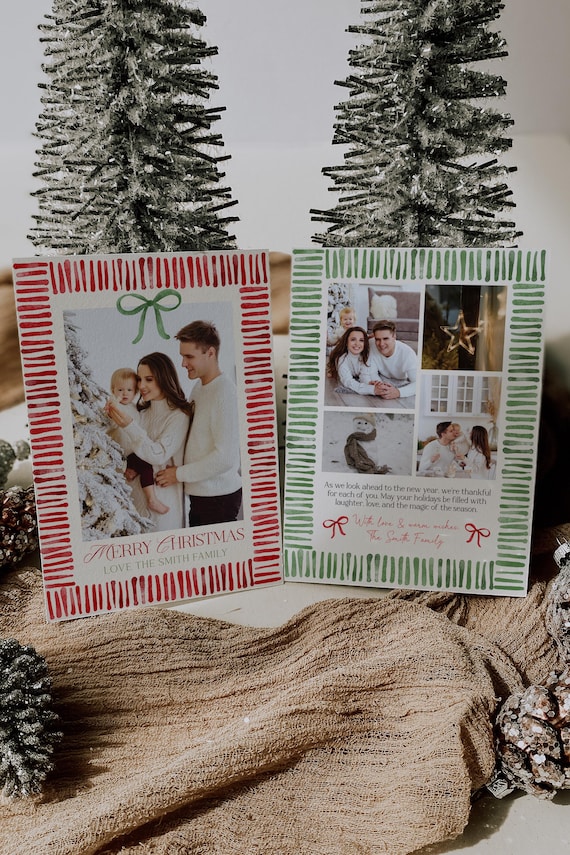 Editable Holiday Photo Card | Festive Design | Two Back Layout Options | Canva Template (Digital Download)