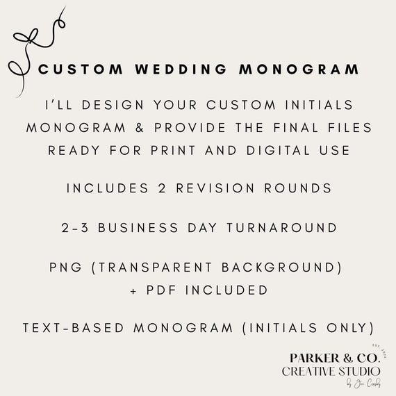 Custom Wedding Monogram Initials | Text-Based Logo (PNG PDF)