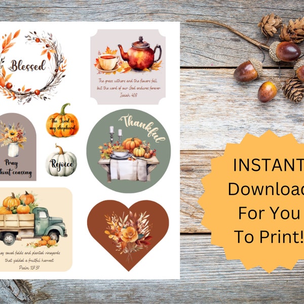 Scripture Scrapbooking | Bible Verse Printable | Vintage Autumn Fall Harvest Pumpkins | Christian Quotes | Download for DIY Craft Projects