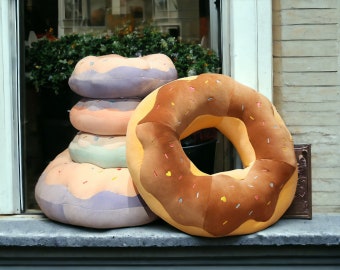 Large Donut Pillow | Unique Doughnut Pillow Home Decor | Food Pillow Donut Cushion | Decorative Pillow | Donut Kawaii | Donut Throw Pillow