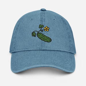 Cucumber Embroidered Hat, Garden Veggie Dad Cap, Folk Foodie Hat, Farmers Market Style, Funny Plant Lover Gift, Cottagecore Gardening Hat