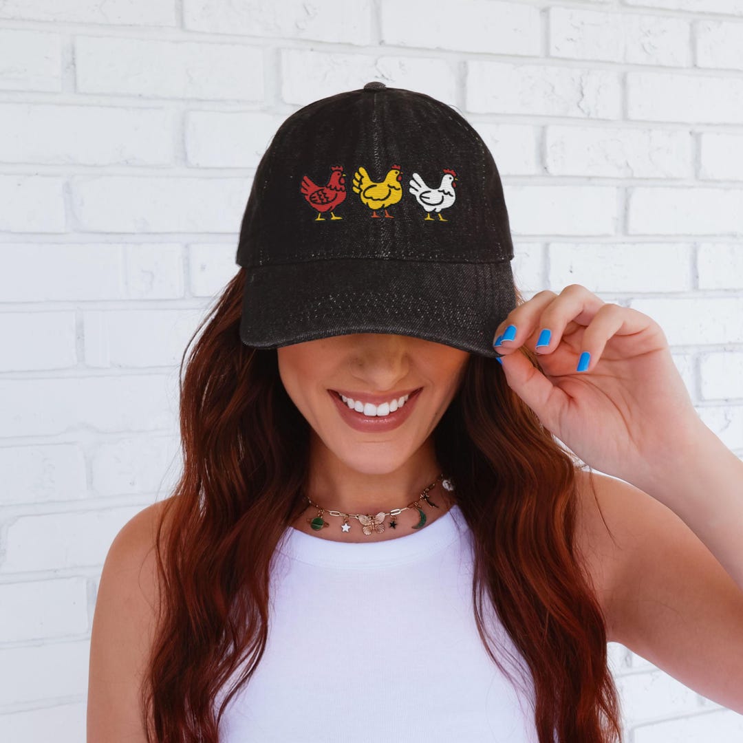 Embroidered Denim Chicken Hat: Cottagecore Farm Animal Cap - Etsy