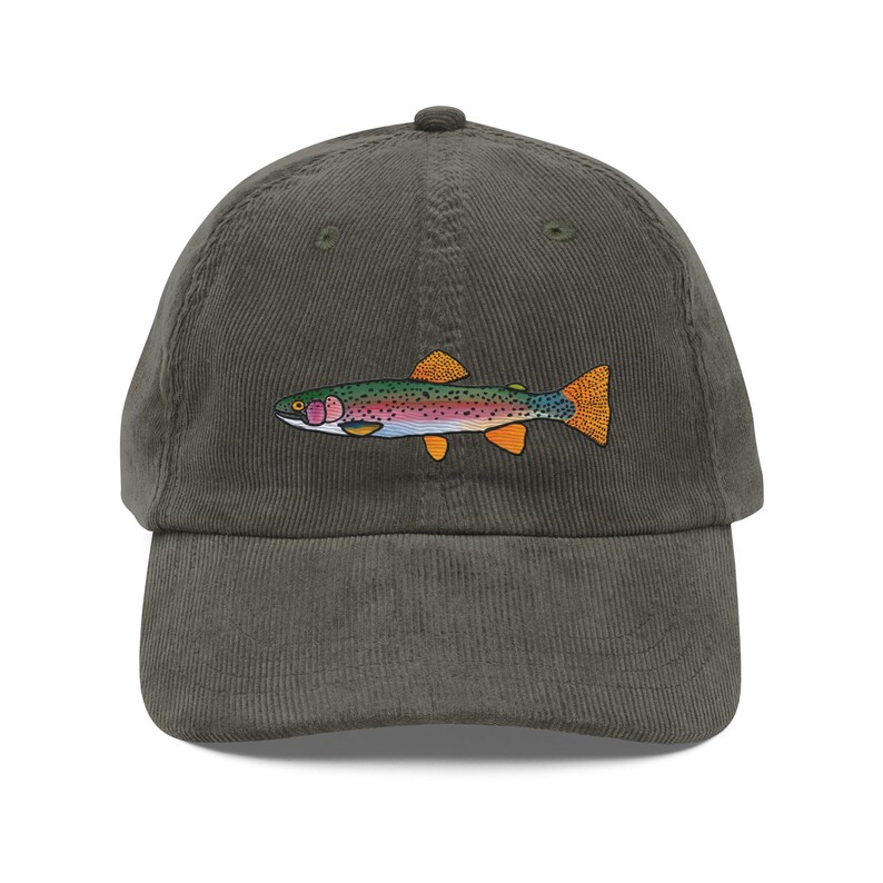 ThatsRad 'Out For Trout' Corduroy Snapback Hat – Fly Fishing Cap, Adjustable, White - View #11