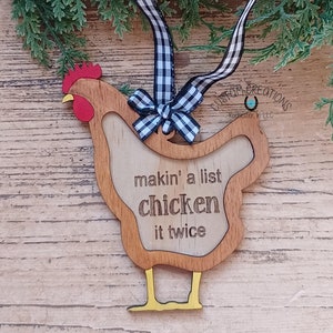 Archivo SVG cortado con láser de pollo y gallo Adorno navideño Descarga digital xTool Glowforge