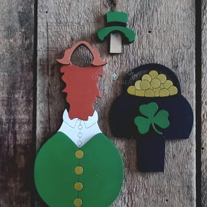 Bureau porche oie SVG fichier découpé au laser tenue St. Patrick interchangeable étagère gardienne plateau vacances en téléchargement numérique xTool Glowforge