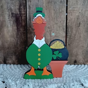 desk porch goose svg laser cut file shelf sitter St. Patrick's interchangeable outfit digital download