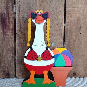 desk porch goose svg laser cut file summer bikini interchangeable outfit digital download