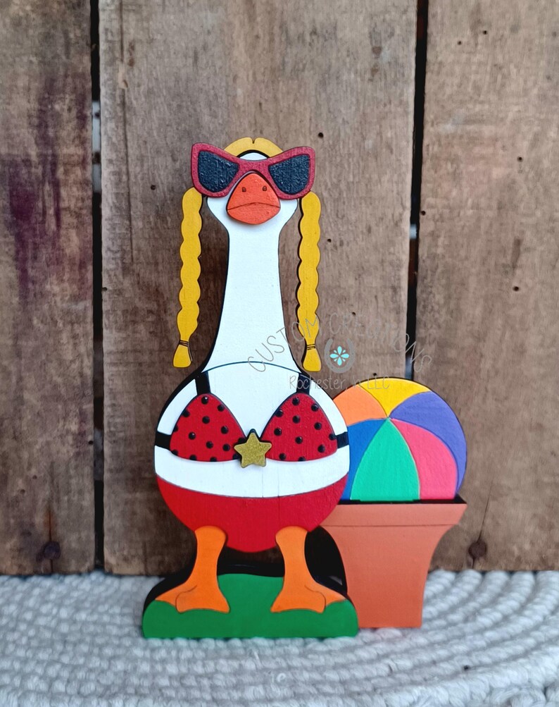 desk porch goose svg laser cut file summer bikini interchangeable outfit digital download