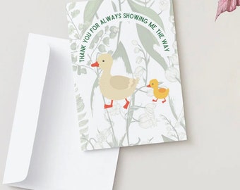 Mother's Day Card - Cute animal card - duckling and mommy duck