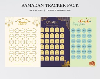 Printable Ramadan Tracker, Fasting Tracker, Tarawih Tracker, Quran Tracker, Ramadan Planner, Ramadhan Tracker, Digital Ramadan Planner PDF