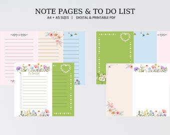 ToDoList Printable Digital Note Pages, Letter Pages, Lined Writing Papers, Lined Notes, Minimal To Do ListA4 A5Note Page, Printable Template