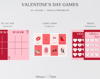 Valentines Day Printable Games, Digital Gift Cards, A4/A5, Digital Template PDF, Valentines Day, Valentines Day Cards, Printable Valentines