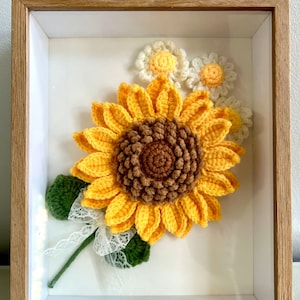 Crochet Sunflower, Handmade Knitted Sunflower, Crochet Flower Bouquet, knitted yarn flowers, crochet plush, knitted bouquet , birthday gift