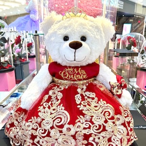 Quinceañera Bear, Quince Bear 22”, last quince doll, Última muñeca, mis quince años, XV dress, Last quince teddy bear, Teddy bear with Name