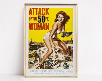 Attack of the 50 Foot Woman Movie Poster, Vintage Wall Art, Art Decor, Trendy Prints for Sci-Fi Enthusiasts,Museum quality print