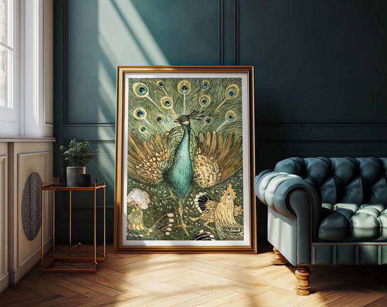 Peacock Vintage Poster, Vintage Art, Peacock Art Print, Retro Wall ...