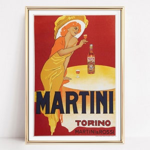 Martini Torino Vintage Advertisement, Vintage Wall Art, Art Decor, Trendy Prints for Classic Elegance,Museum quality print