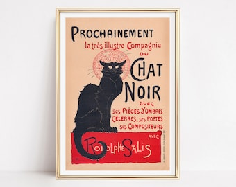 Le Chat Noir Black Cat Vintage Advertising Poster by Theophile
