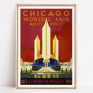 World Fair Chicago 1933 Vintage Poster, Vintage Wall Art, Art Decor, Trendy Prints for Nostalgic Collectors,Museum quality print