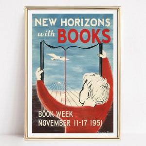 Buchmesse Vintage Plakat 1951, Vintage Wandkunst, Kunstdekor, Trendige Drucke für Bibliophile, Druck in Museumsqualität